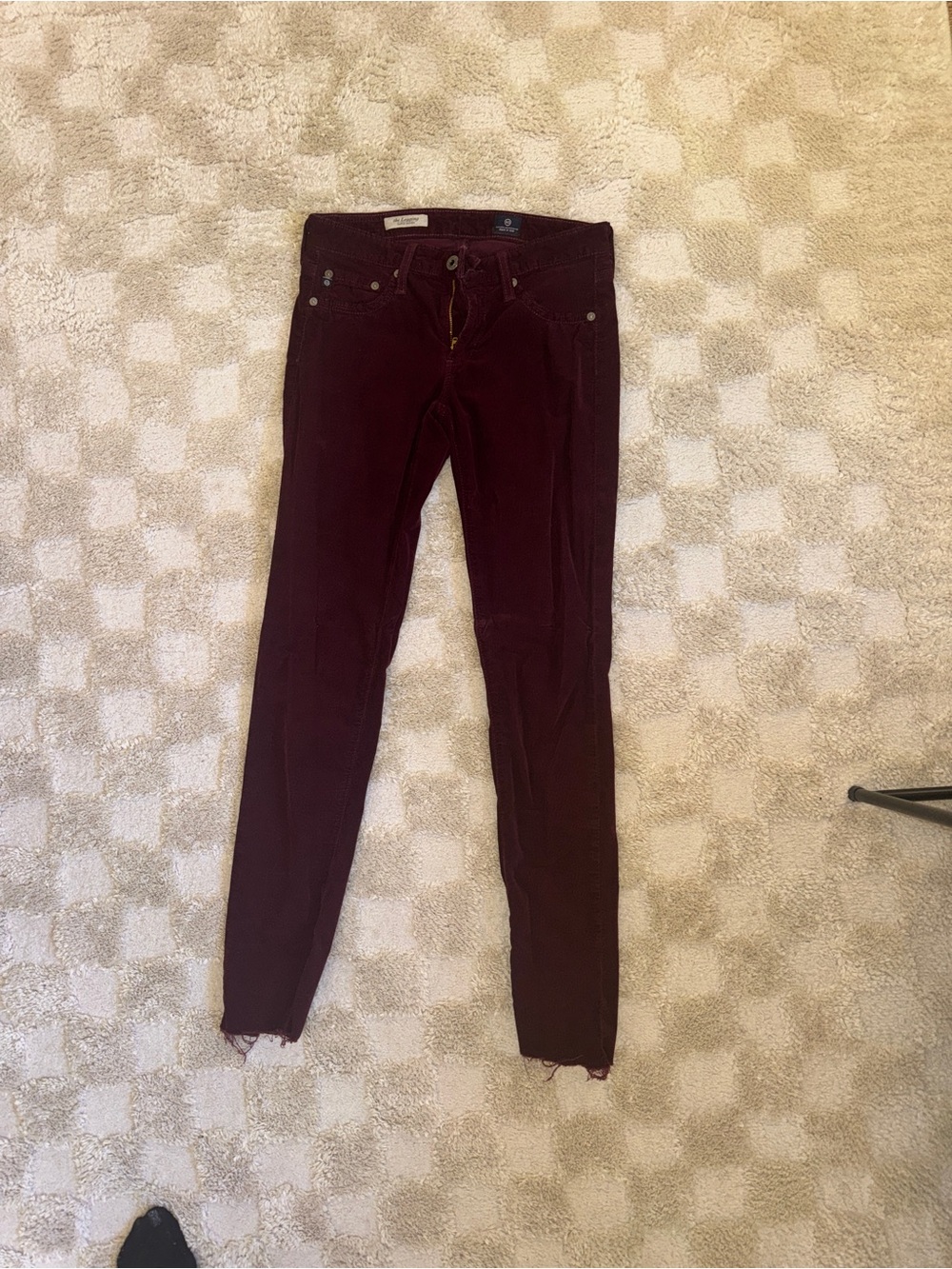 AG Adriano Goldschmied Skinny Pants in Deep Burgundy